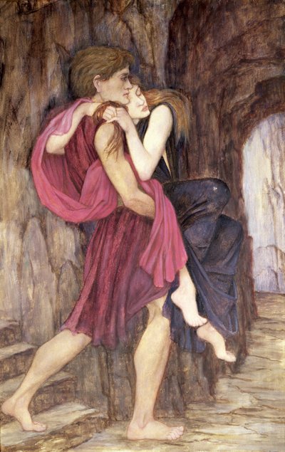 Zwei Figuren in einer Höhle von John Roddam Spencer Stanhope